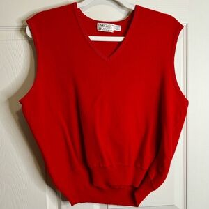 Vintage Red St. Croix Knits V-Neck 100% Pure Zephyr Wool Sweater Vest Made In US